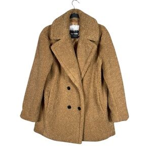 Kensie Womens Teddy Sherpa Pea Coat Jacket Medium‎ Bohemian Camel Brown Afghan